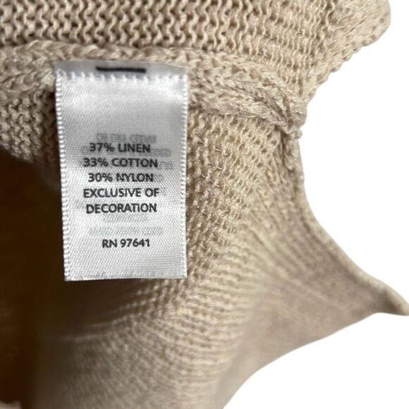 J. Jill Linen Blend Embroidered Palm Tree Button Front Cardigan Cream Size Small - Picture 10 of 11